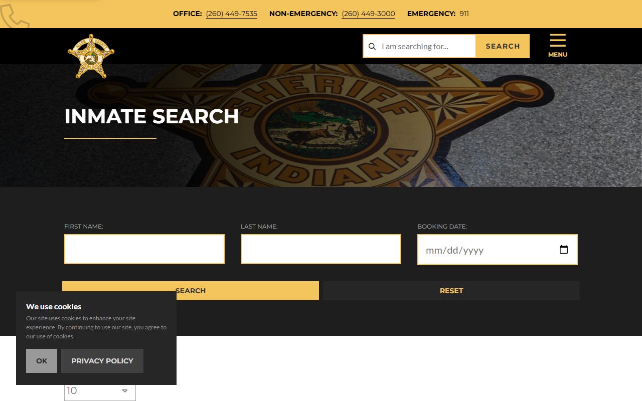 Allen County inmate search and jail roster page
