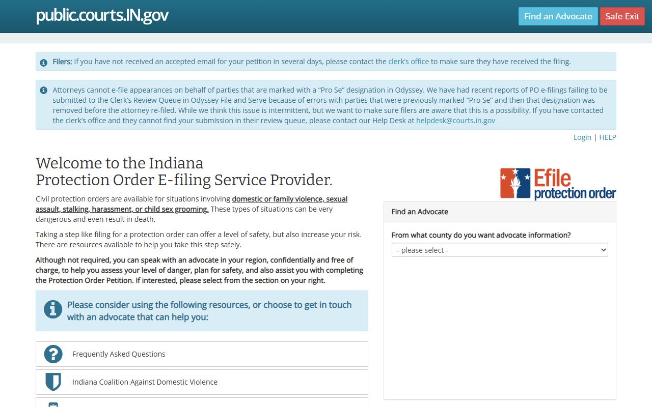 Indiana e-filing portal linked for Allen County court filings