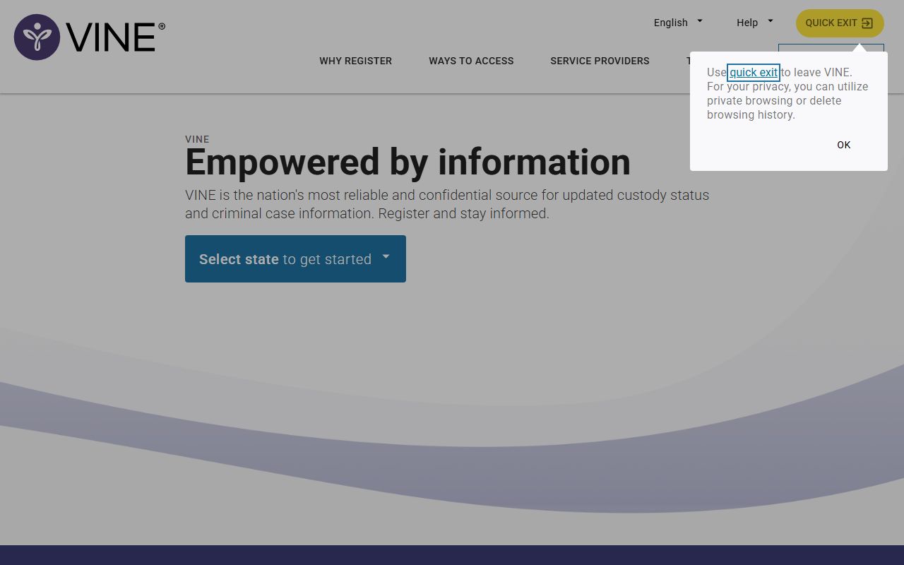 VINELink custody notification search for Allen County released inmates