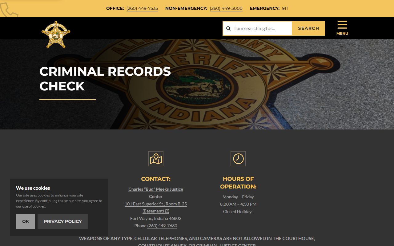 Allen County Sheriff criminal records check related to DUI traffic cases